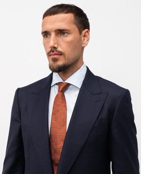 Brunello Cucinelli Оранжевый галстук из шелка в узор MI8850018