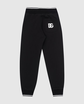 Dolce&Gabbana Детские черные джогеры с принтом логотипа монограммы. L4JPJWG7O7Q812+