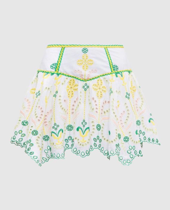 White linen Pauline skirt with broderie embroidery