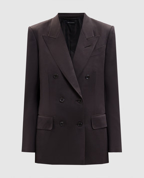 Tom Ford Коричневий двобортний жакет із шовку та вовни GI2971FAX1216