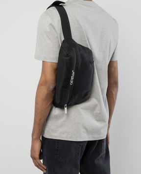 Off-White Чорна поясна сумка з принтом логотипа OMNO037C99FAB001
