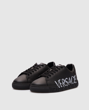 Versace Черные кроссовки с логотипом 10144601A14389