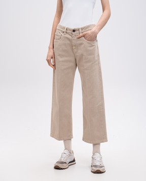 Brunello Cucinelli Бежеві джинси з патчем логотипа MPH81P4008