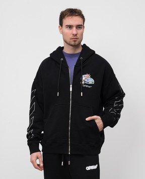 Off-White Чорна спортивна куртка з принтом OMBE015S25FLE001