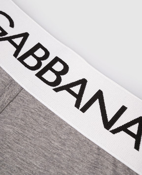 Dolce&Gabbana Серые меланжевые трусы-боксеры с логотипом M4B97JONN97