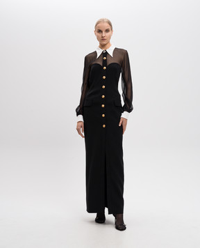 Versace Черное платье макси из шелка 10166871A12297