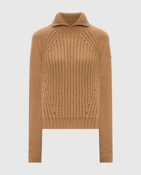 Moncler Коричневий светр з вовни та кашеміру з нашивкою логотипа K20939F00008M4281