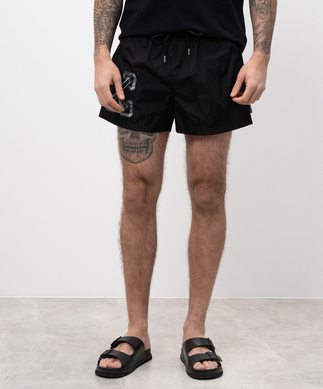 Off-White - Черные шорты с логотипом Errow OMFD014S25FAB004 купить