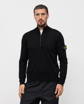Stone Island Чорний джемпер з вовни з логотипом K2S155100007S00C4