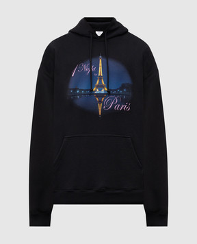 Vetements Чорне худі з принтом 1 Night in Paris UH76HD410Bm
