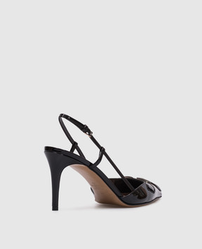 Valentino Черные кожаные лакированные слингбеки VLogo 6W0S0R01TMK