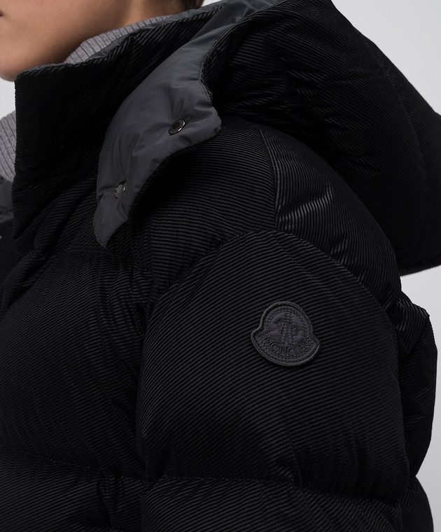 Moncler - Черная пуховая куртка Ettore в фактурную полоску