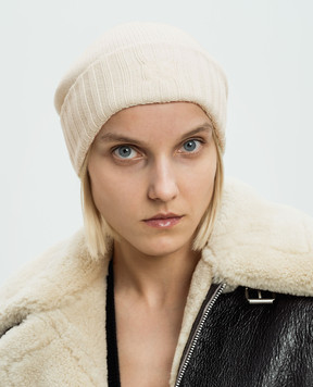 Dolce&Gabbana Біла шапка з кашеміру з вишивкою логотипа FXQ06ZJAWZ9