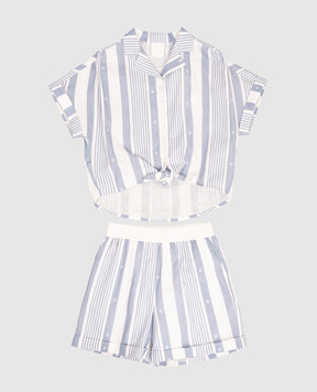 Givenchy Дитячий білий костюм з льоном в смужку H3083612+