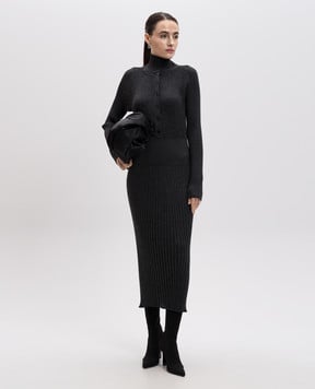 PROENZA SCHOULER Серое платье Maeve из шерсти и шелка в рубчик R2517216KW158