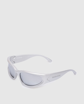 Balenciaga Серебристые очки SWIFT OVAL с зеркальным эффектом 658745T0007