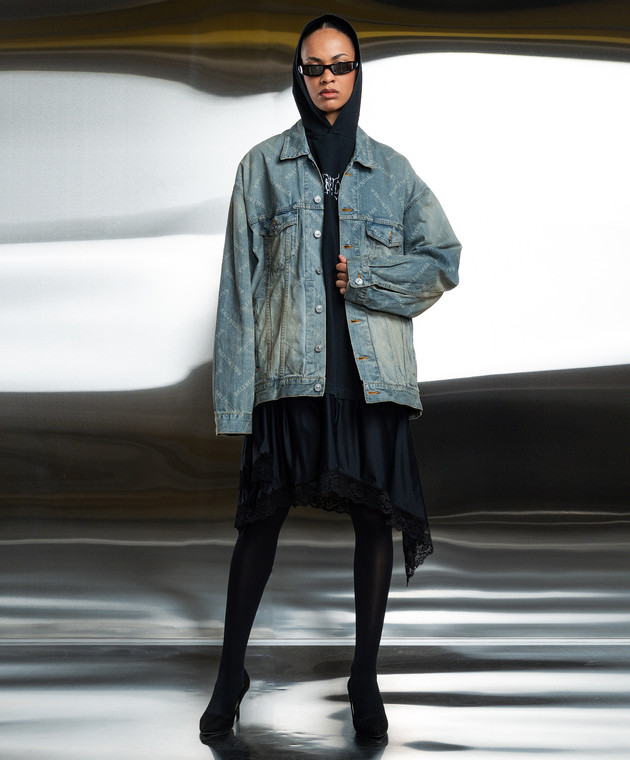 Balenciaga Голубая джинсовая куртка BAL DIAGONAL ALLOVER с логотипом 773616TPW53 изображение 2