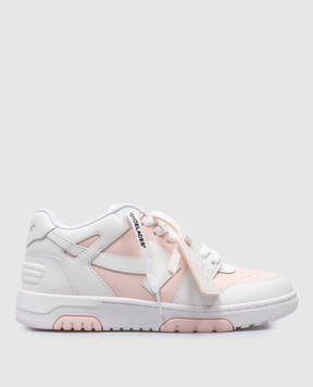 Off-White Рожеві шкіряні кросівки Out Of Office OWIA259C99LEA014