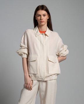 Woolrich Бежева куртка з льоном CFWWOU0978FRUT3043