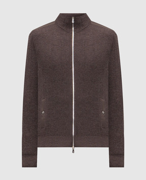 Brunello Cucinelli Коричневий кардиган з кашеміру в рубчик M22203906