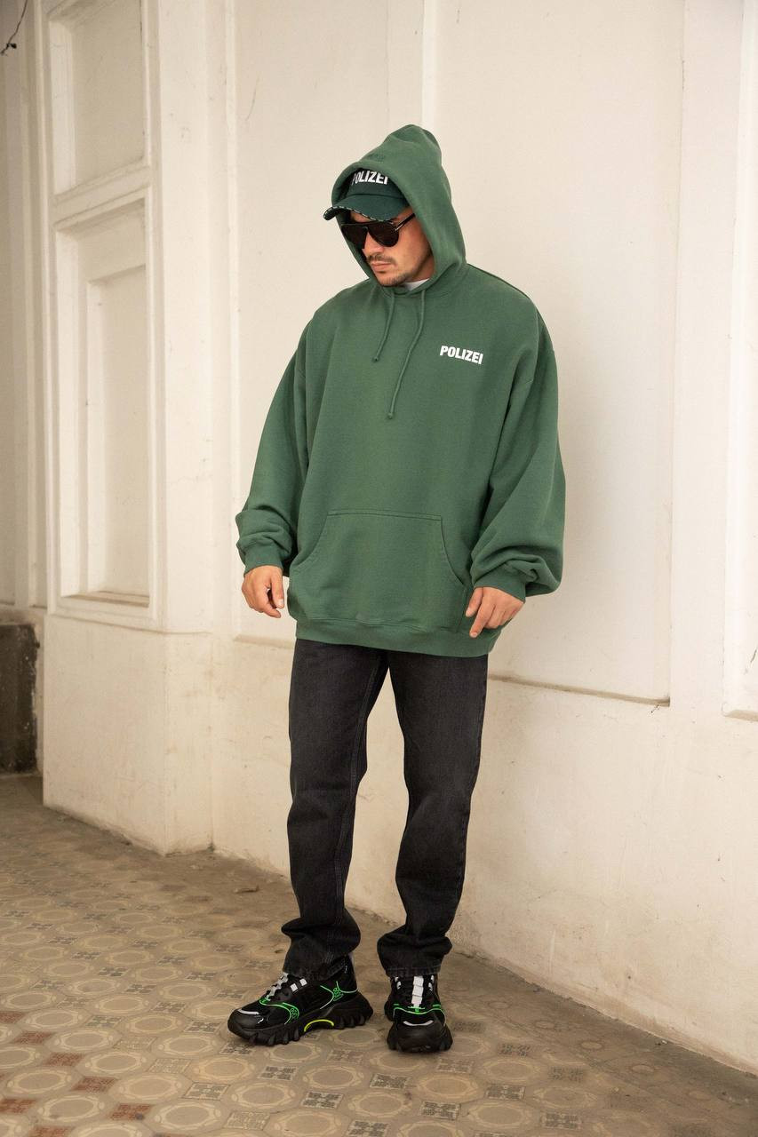Vetements Зеленые худи с принтом Polizei UA65HD420G изображение 6