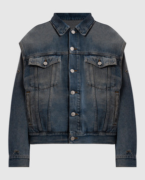 Maison Margiela MM6 Синяя джинсовая куртка с винтажным эффектом S52AM0319M30017