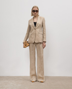 Max Mara Бежевые штаны TREVISO из льна TREVISO