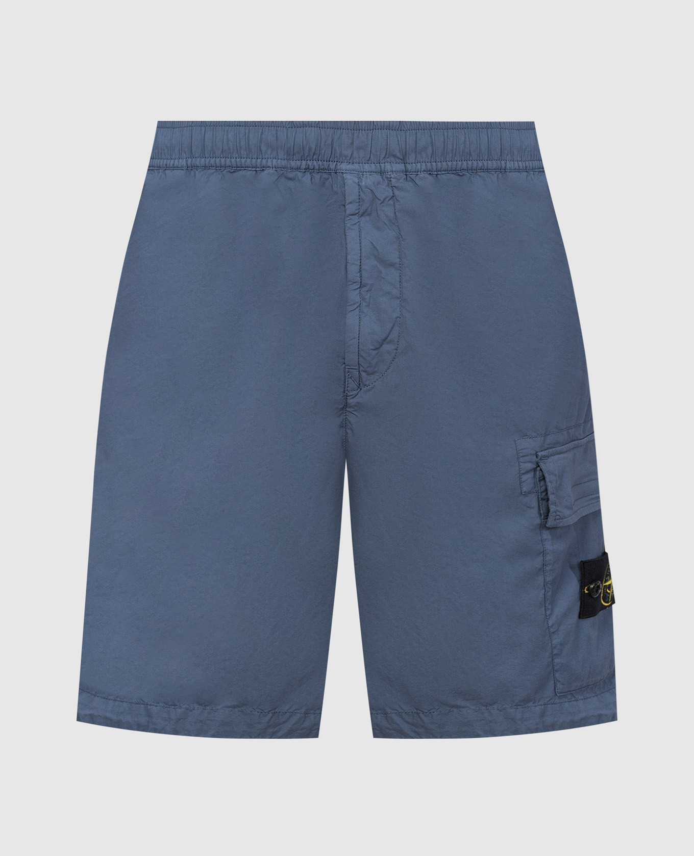 Blue shorts with removable logo patch