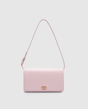 Valentino Рожева шкіряна сумка крос-боді з металевою емблемою VLogo Signature 6W2P0AK8SNP