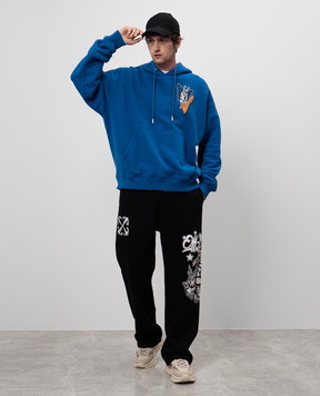 Off-White Синий худи Gang OMBB085F24FLE00H
