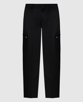 Off-White Черные брюки карго с шерстью OMCO039S25FAB004
