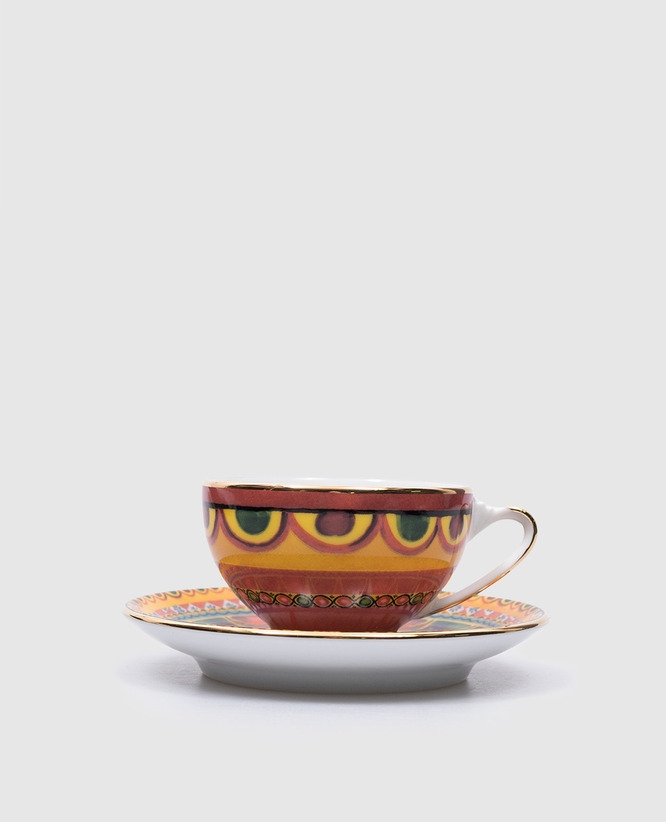 

Фарфоровый набор для кофе из чашки и блюдца с принтом Carretto, Разноцветный, Посуда