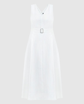 Theory Біла сукня міді з льоном O0203613