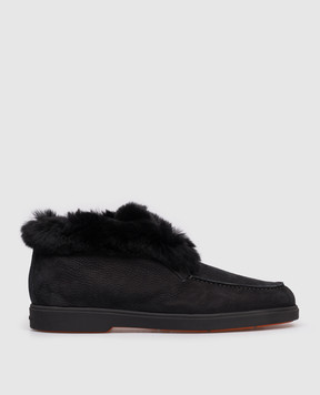 Santoni Чорні дезерти з нубуку на хутрі WUYA59712NERANTV