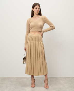 Max Mara Бежевый укороченный пуловер из шерсти и кашемира IFREM