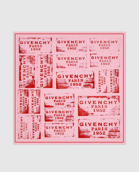 Givenchy Розовый платок из шелка в принт логотипа 710009730004