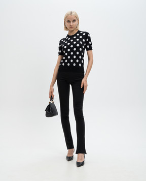 Dolce&Gabbana Черный топ с шерсти и шелка в горохе. FXX22TJCVYK