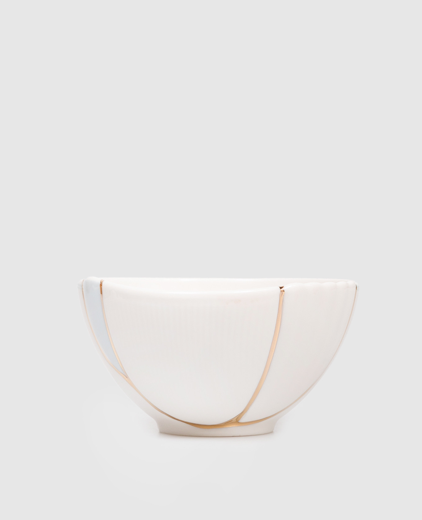 

Белая фарфоровая тарелка Kintsugi для закусок с позолотой 24 карат с принтом, Белый, Посуда