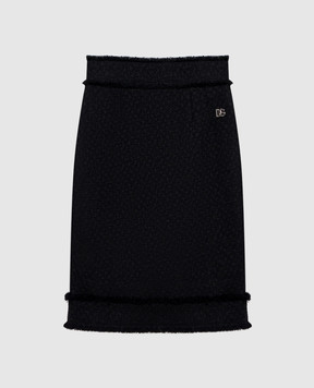 Dolce&Gabbana Чорна твідова спідниця з вовною з логотипом DG F4CX3TGDCLW