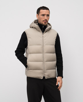 Moncler Бежевий пуховий жилет Bresse з фактурним логотипом K10911A00029597YD