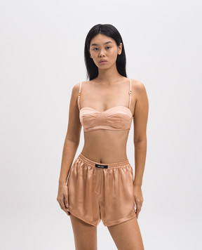 Palm Angels Бежевий топ-бюстьє з монограмою логотипа PWUB014F24FAB002