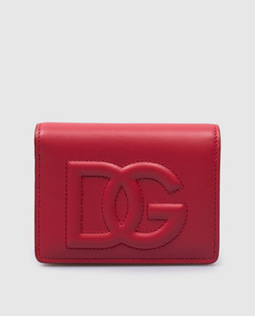 Dolce&Gabbana Червоне шкіряне портмоне з фактурним логотипом BI1211AG081