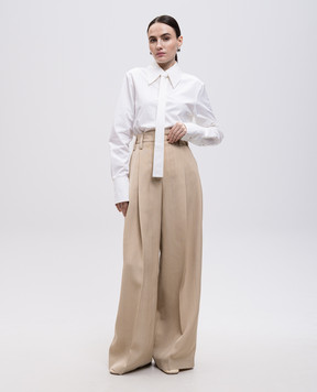 Jil Sander Бежевые брюки с шелком J03KA0292J65005