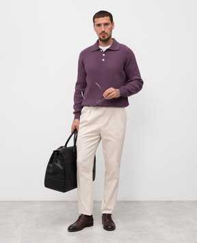 Brunello Cucinelli Фіолетовий светр з кашеміру в рубчик M2274115