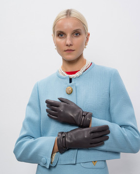 Sermoneta Gloves Сірі шкіряні рукавички B17