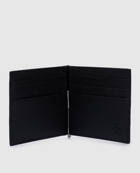 Valentino Черный кожаный картхолдер с зажимом для купюр с логотипом логотипа VLogo Signature 6Y2P0V07UAG