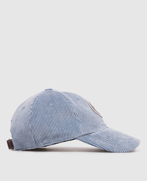 Brunello Cucinelli Дитяча блакитна вельветова кепка з нашивкою BY499W330A