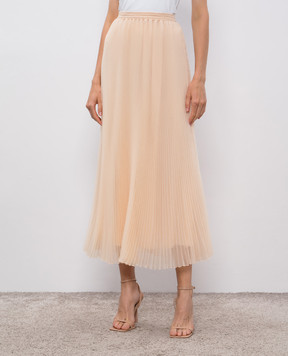 Ermanno Scervino Бежева спідниця-плісе з шовком D472O343XCK