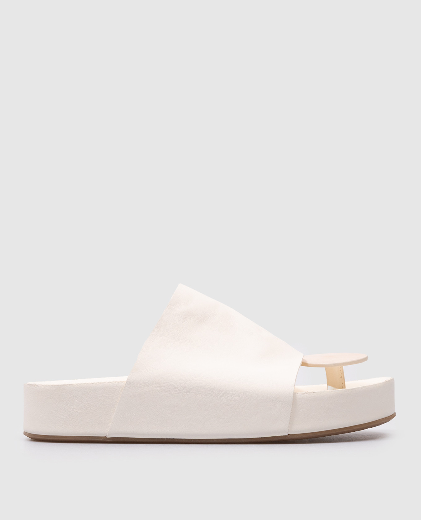 

Белые кожаные шлепанцы Round, Белый, Шлепанцы