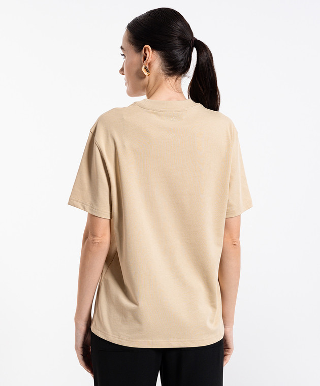 Ami Paris Бежевая футболка с фактурной эмблемой Ami de Coeur UTS027726 изображение 4